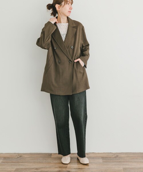 ITEMS URBANRESEARCH（アイテムズ アーバンリサーチ）の「リネンライクジャケット（テーラードジャケット・レディース・L.BEG/BRN・FREE）」の9枚目の写真