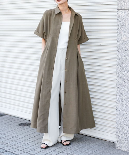SENSE OF PLACE by URBAN RESEARCH（センスオブプレイスバイアーバンリサーチ）の「『UR TECH DRYLUXE』リネンライクワンピース（ワンピース・レディース・CHARCOAL/KHAKI/L.BLUE・COMPACT/One）」の2枚目の写真