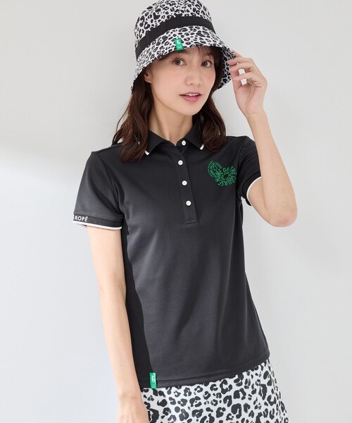 ROPE'（ロペ）の「【UV CARE】【吸水速乾】【ストレッチ】クールマックス半袖ポロ（ポロシャツ・レディース・ブラック/ホワイト・L/M/S）」の13枚目の写真