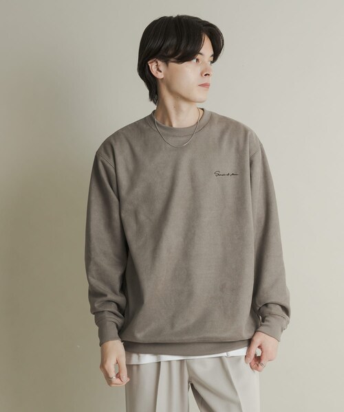 SENSE OF PLACE by URBAN RESEARCH(センスオブプレイスバイアーバンリサーチ)の「『ユニセックス』シシュウフェイクスエードクルーネックスウェット(スウェット・メンズ・GRAY/CHARCOAL/D.BROWN/GREIGE・M/L)」の21枚目の写真