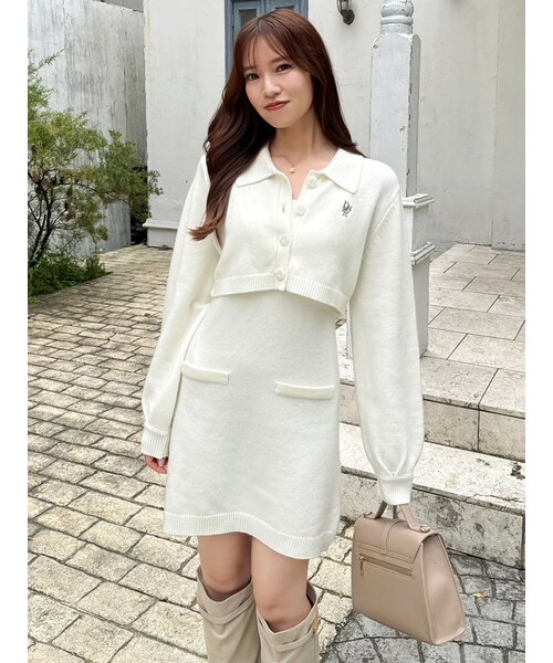 dazzlin（ダズリン）の「2ピースニットミニワンピース（ワンピース・レディース・チャコールグレー/アイボリー/ピンク/パープル・S/M/F）」の7枚目の写真