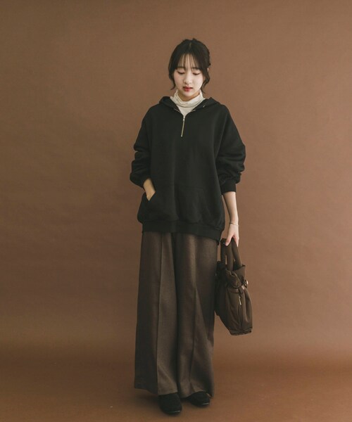 ITEMS URBANRESEARCH（アイテムズ アーバンリサーチ）の「ハイヒートコットンハーフジップスウェット（パーカー・レディース・BEG/GRY/BLK・Free）」の8枚目の写真