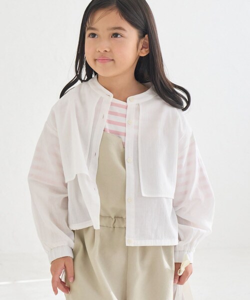 ROPE' PICNIC（ロペピクニック）の「【KIDS/キッズ】【接触冷感・通気性】お着軽シャツシリーズ/綿ボイルシャツ/リンクコーデ（Tシャツ/カットソー・キッズ・オフホワイト/ピンク・L/M/S）」の18枚目の写真