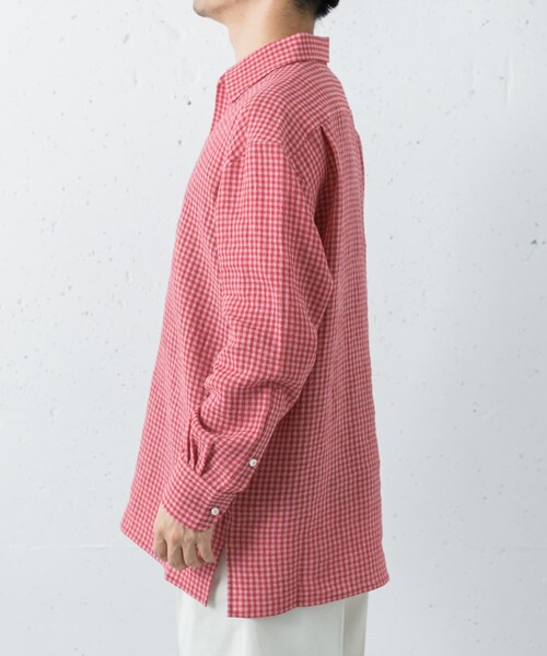 URBAN RESEARCH（アーバンリサーチ）の「『別注』Cale×URBAN RESEARCH　ギンガムチェックシャツ（シャツ/ブラウス・メンズ・PINK×RED・3/4）」の9枚目の写真