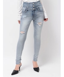 GYDA | H/WバッククロスダメージスキニーデニムPT(デニムパンツ)