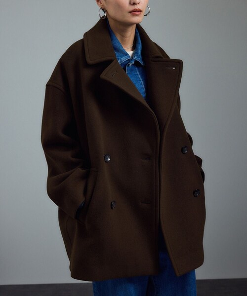ADAM ET ROPE'(アダムエロペ)の「<追加>【WEB限定】MANTECOウールPコート(ピーコート・レディース・ブラウン/ベージュ系/ネイビー/オフホワイト・M/S)」の14枚目の写真