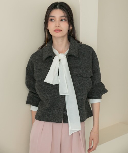URBAN RESEARCH ROSSO（アーバンリサーチロッソ）の「ブークレーブルゾン（ブルゾン・レディース・OFF/CHARCOAL・Free）」の12枚目の写真