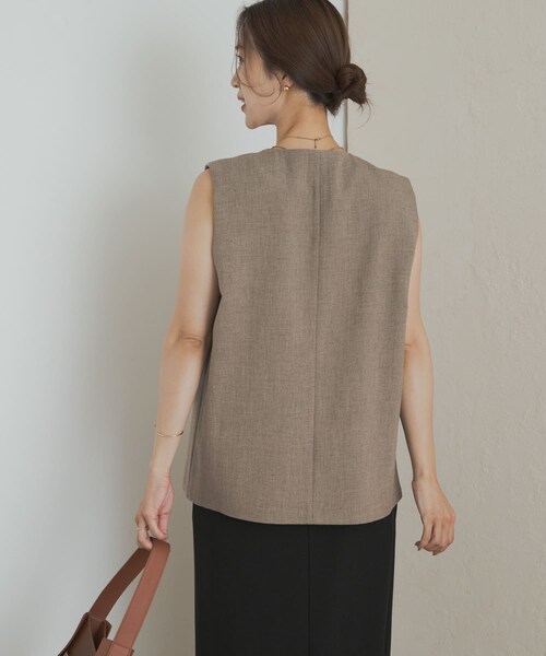 URBAN RESEARCH DOORS(アーバンリサーチドアーズ)の「ノーカラージレ(テーラードジャケット・レディース・BEIGE/BLACK・M)」の18枚目の写真