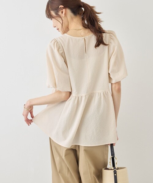 ROPE' PICNIC(ロペピクニック)の「【ベストヒット】細見えバルーンペプラムブラウス(シャツ/ブラウス・レディース・ブラック/キナリ/キナリ系/サックス/ダークブラウン・F)」の15枚目の写真