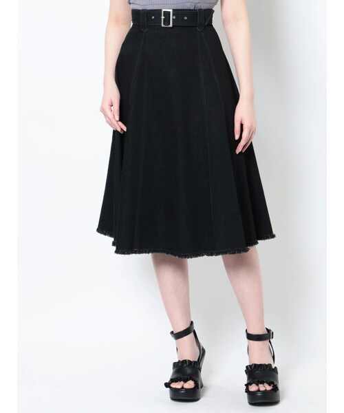 EATME（イートミー）の「ベルト付きデニムスカート（セットアップ可能）（デニムスカート・レディース・アイボリー/ブラック/インディゴ・S/M）」の4枚目の写真