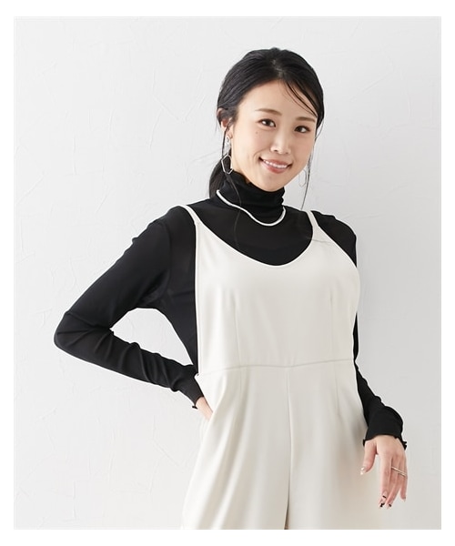 nissen（ニッセン）の「【大きい胸専用】シアー素材プチハイネック長袖カットソー（Tシャツ/カットソー・レディース・アイボリー/ブラック・FM/FL/FLL）」の3枚目の写真