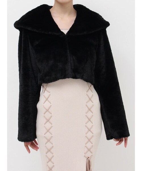 RESEXXY（リゼクシー）の「フラッフィービッグカラーブルゾン（ブルゾン・レディース・アイボリー/ブラック/ピンク・F）」の7枚目の写真