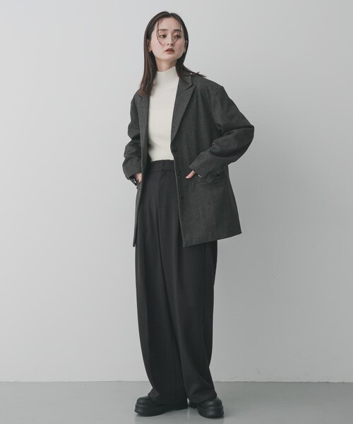 SENSE OF PLACE by URBAN RESEARCH（センスオブプレイスバイアーバンリサーチ）の「ジャージーメルトンテーラード（テーラードジャケット・レディース・BLK×WHT/BRN×BLK・One）」の14枚目の写真