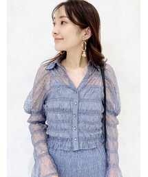 MERCURYDUO | レースシャーリングスキッパーブラウス(シャツ/ブラウス)