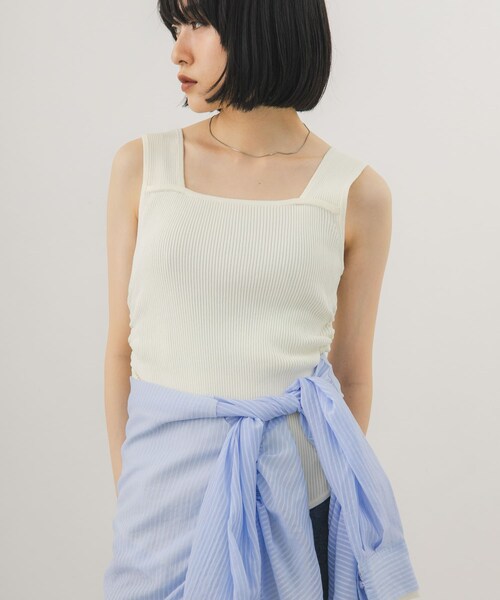 KBF（ケイビーエフ）の「2WAYリブニットタンクトップ（タンクトップ・レディース・IVORY/CHARCOAL/BROWN・One）」の7枚目の写真