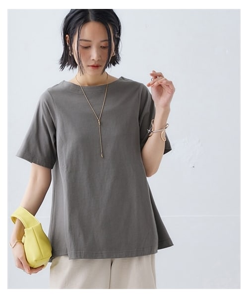 nissen（ニッセン）の「【汗じみ防止・UVカット加工】綿100%Aラインプルオーバー（Tシャツ/カットソー・レディース・チャコール/ライトグレー/ピンク/ネイビー・S/M/L/LL）」の17枚目の写真