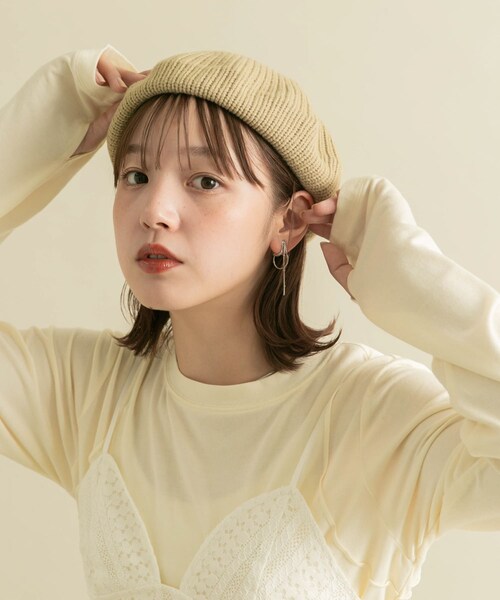 KBF(ケイビーエフ)の「ニットベレー帽(ハンチング/ベレー帽・レディース・CHARCOAL/BEIGE・one)」の2枚目の写真