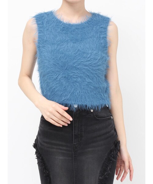 EVRIS（エヴリス）の「ファンシーヤーンノースリニットトップス（タンクトップ・レディース・アイボリー/ブルー/ブラウン・F）」の21枚目の写真