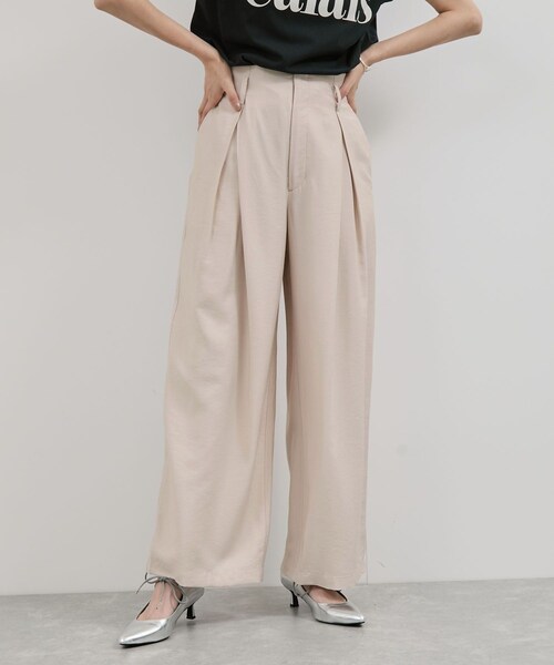 VIS（ビス）の「ボックスタックリラックスパンツ（その他パンツ・レディース・チャコール/ベージュ・F）」の4枚目の写真