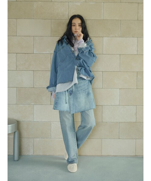 Ungrid（アングリッド）の「ポケットデザインデニムラップスカート（スカート・レディース・ブルー・F）」の2枚目の写真