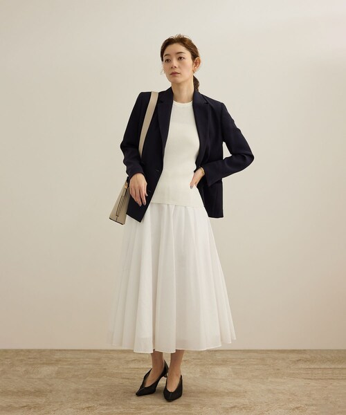 ROPE'（ロペ）の「【洗える】オーガニックコットンリブスリーブレスニット（ニット/セーター・レディース・ホワイト/ネイビー/ターコイズ・F）」の16枚目の写真