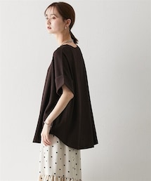 nissen | 楊柳カットソージャガードゆるシルエット5分袖ドルマンプルオーバー(Tシャツ/カットソー)