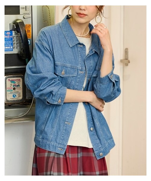 nissen（ニッセン）の「大きいサイズ ビッグシルエットGジャン（ジャケット/アウター・レディース・インディゴ/アイボリー/サックス・L/LL/3L/4L/5L/6L/8L/10L）」の6枚目の写真