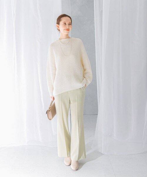 URBAN RESEARCH ROSSO（アーバンリサーチロッソ）の「ボートネックバックスリット畦ニット（ニット/セーター・レディース・OFF WHITE/LEMON/MINT/D/NAVY・FREE）」の9枚目の写真