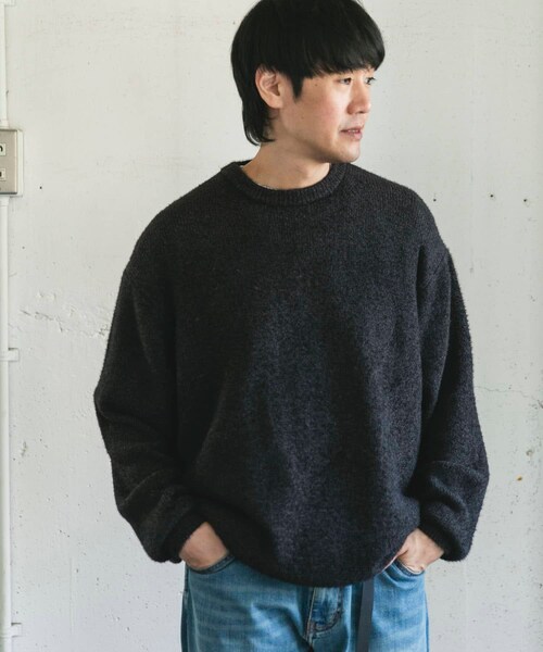 URBAN RESEARCH DOORS（アーバンリサーチドアーズ）の「メランジシャギー クルーネックニット（ニット/セーター・メンズ・BLUE/BLACK・M/L）」の7枚目の写真