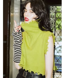 jouetie | ハーフZIPダメージベスト(ベスト)