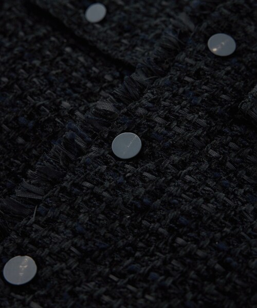 ROPE'（ロペ）の「【COOHEM(コーヘン)】BASIC TWEED VELVET JACKET（ノーカラージャケット・レディース・キナリ/ネイビー・F）」の18枚目の写真