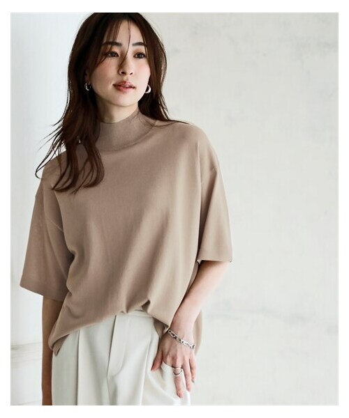 nissen（ニッセン）の「【アイスクリーンプレミアム】ハイネック5分袖ニットトップス（持続冷感・接触冷感・毛玉になりにくい・UVカット・洗濯機で洗える・遮熱）＜大きいサイズ有＞（ニット/セーター・レディース・黒/杢グレー/オフホワイト/モカベージュ/ビビットブルー/レモンイエロー・S/M/L/LL/3L/4L/5L/6L/8L/10L）」の10枚目の写真