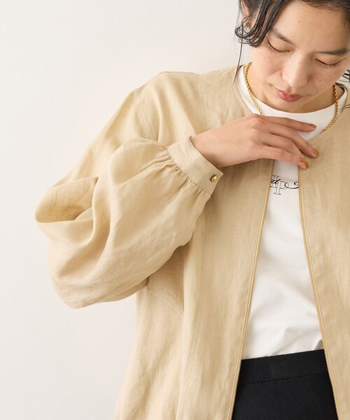ROPE'（ロペ）の「ウォッシュリネンジップシャツブルゾン/イージーケア（ブルゾン・レディース・ベージュ/カーキ/ブルー・F）」の14枚目の写真