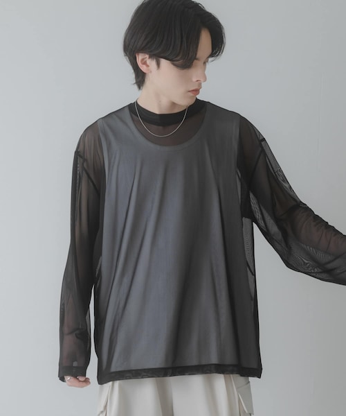 SENSE OF PLACE by URBAN RESEARCH(センスオブプレイスバイアーバンリサーチ)の「アソートシアーロングTシャツ(その他トップス・メンズ・BLACK/BLK MARBLE/KHK MARBLE/BLU MARBLE・M/L)」の1枚目の写真
