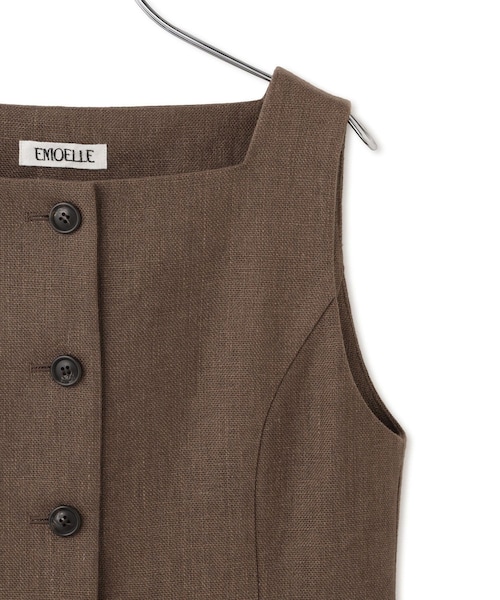 ADAM ET ROPE'(アダムエロペ)の「【EMOELLE】スクエアネックジレトップス(ベスト・レディース・ブラック/ブラウン・F)」の15枚目の写真