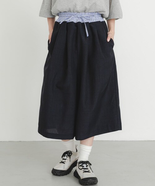 EKAL（エカル）の「『UR TECH DRYLUXE』ハイツイストワイドバミューダパンツ（その他パンツ・レディース・グレー/ネイビー/ブルーグレー・One）」の18枚目の写真