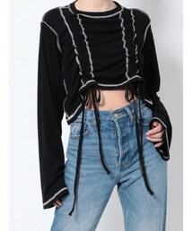 jouetie | フレアスリーブギャザーテレコトップス(Tシャツ/カットソー)