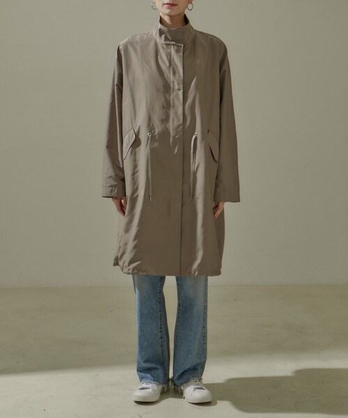 ADAM ET ROPE'（アダムエロペ）の「[24SS]ミリタリースタンドカラーコート/モッズコート【撥水加工・洗える】（ミリタリージャケット・レディース・ブラウン系/オフホワイト・F）」の20枚目の写真