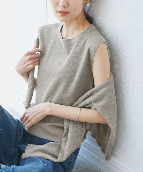 ROPE' PICNIC（ロペピクニック）の「【洗濯機OK】LEVITAゼロスリーブサマーニットプルオーバー（ニット/セーター・レディース・ライトグレー/ベージュ/その他・38）」の12枚目の写真