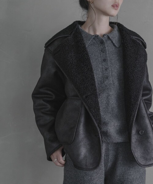 URBAN RESEARCH Sonny Label（アーバンリサーチサニーレーベル）の「リバーシブルフェイクムートンボアコート（ムートンコート・レディース・ブラック/ブラウン・Free）」の5枚目の写真