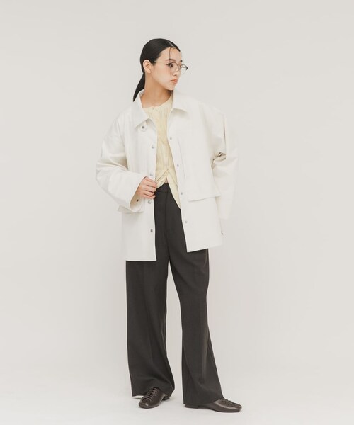 KBF（ケイビーエフ）の「ポケットディティールジャケット（テーラードジャケット・レディース・OFF/GREIGE/CHARCOAL・One）」の14枚目の写真