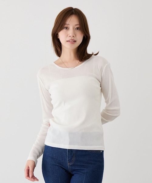 Jayro(ジャイロ)の「シアーベロア長袖Tシャツ(Tシャツ/カットソー・レディース・ブラック/チャコール/オフホワイト/ダークブラウン・M)」の1枚目の写真