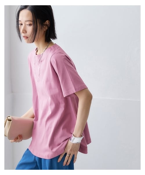 nissen（ニッセン）の「【汗じみ防止・UVカット加工】綿100%Aラインプルオーバー（Tシャツ/カットソー・レディース・チャコール/ライトグレー/ピンク/ネイビー・S/M/L/LL）」の14枚目の写真