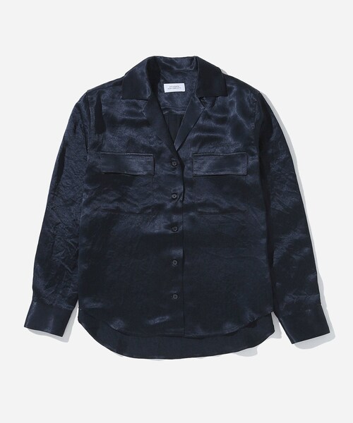 Saturdays NYC（サタデーズ ニューヨークシティ ）の「Lomedico Crinkled Satin LS Shirt（シャツ/ブラウス・レディース・ネイビー/イエロー・L/XS）」の3枚目の写真