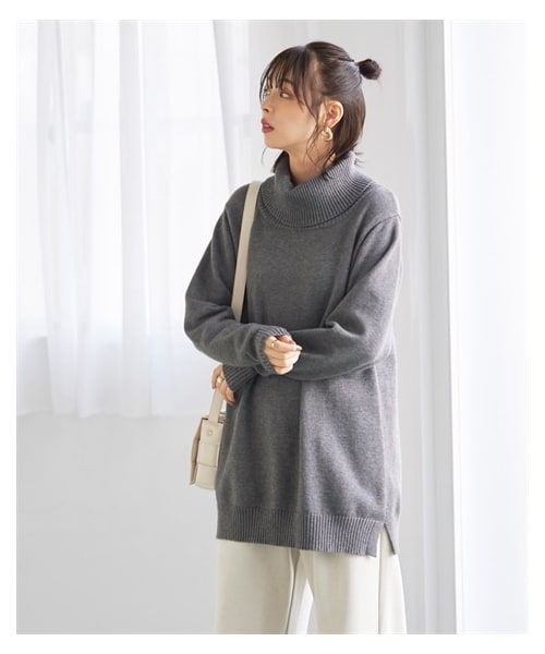 nissen（ニッセン）の「大きいサイズ静電気防止洗濯機で洗えるオフタートルニットプルオーバー（ニット/セーター・レディース・黒/杢チャコールグレー/杢ベージュ/カナリアイエロー・L/LL/3L/4L/5L/6L/8L/10L）」の8枚目の写真