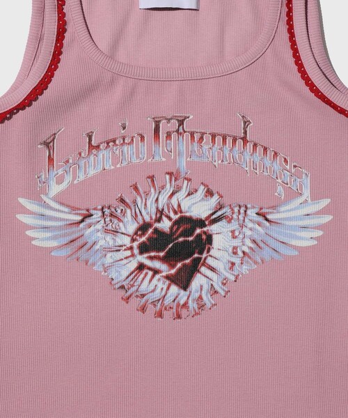 ADAM ET ROPE'（アダムエロペ）の「【LIBRIO MENDONCA/リブリオ メンドンサ】RIB FITTED TANK TOP（タンクトップ・メンズ・ブラック/ピンク・S）」の7枚目の写真