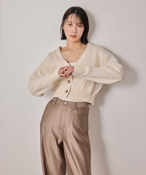 NERGY（ナージー）の「【ウォッシャブル対応】チュールコンビニットカーディガン（カーディガン/ボレロ・レディース・グレー/オフホワイト・F）」の18枚目の写真