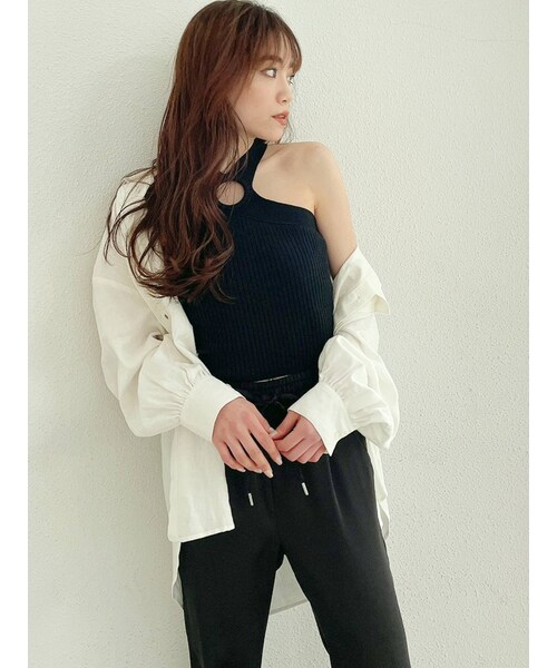 GYDA（ジェイダ）の「サークルクロスニットトップス（ニット/セーター・レディース・ブラック/ミントグリーン/ベージュ・F）」の2枚目の写真