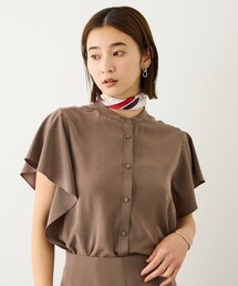 ROPE' | シルクライクケープブラウス/接触冷感・吸水速乾・防シワ・セットアップ対応・イージーケア(シャツ/ブラウス)