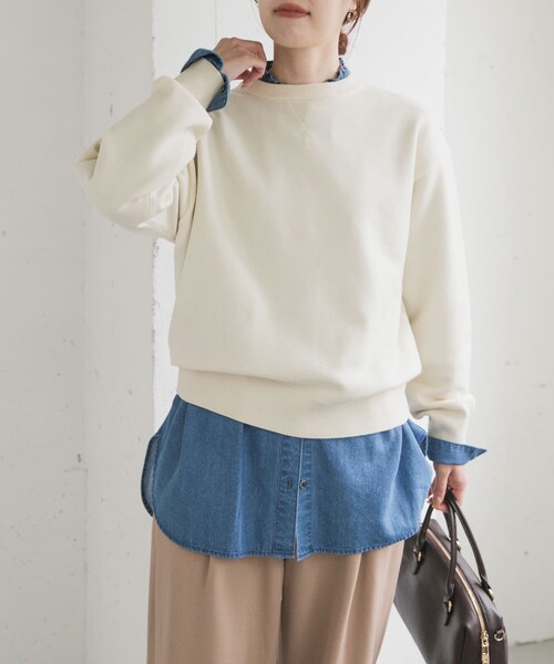 URBAN RESEARCH DOORS(アーバンリサーチドアーズ)の「『仁村紗和さん着用』『UR TECH 200日ニット』スウェットライクプルオーバー(ニット/セーター・レディース・L.GRAY/MINT/ORANGE/BROWN/OFF/D.RED/杢CHARCOAL・M)」の12枚目の写真